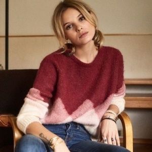S - Sezane Leopold Pink Mohair Blend Sweater